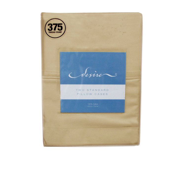 Bloomington 375TC Pair of 100% Cotton Premium Quality Standard Pillowcases Bone