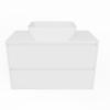 Forme 900mm White Razor Wallhung Vanity With Myanmar White Stone Top And Pluto Above Counter Basin