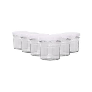 Argon Tableware Glass Jam Jars with White Lids - 90ml - Pack of 6