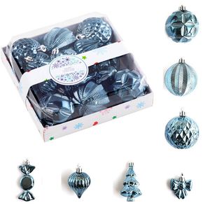 Catzon 28 Pcs Christmas Tree Ornaments Including Candy Snowflake Shaped for Holiday-Blue