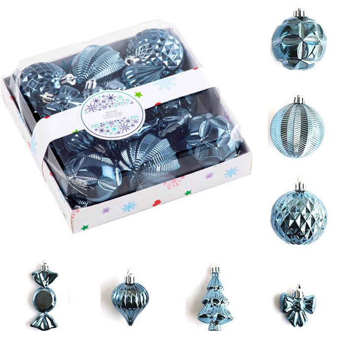 Catzon 28 Pcs Christmas Tree Ornaments Including Candy Snowflake Shaped for Holiday-Blue