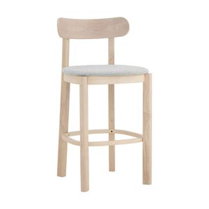 Modern Furniture Lowen Bar Stool Oak Legs Light Grey Fabric 46x43.5x87.3cm