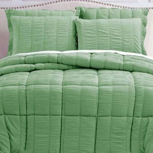 Hotel Living Seersucker Comforter Set Queen Green