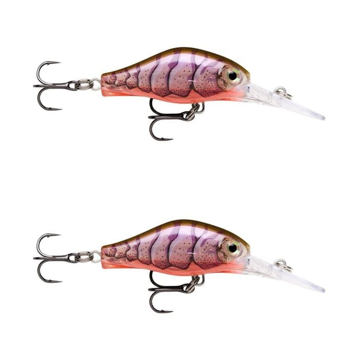 2x Rapala 4cm Shadow Rap Fat Jack Crankbait Fishing Lures - Purple Prawn UV