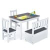 Costway Set Of 4 Kids Table Chairs Wooden Playing Desk Bench Set Grey