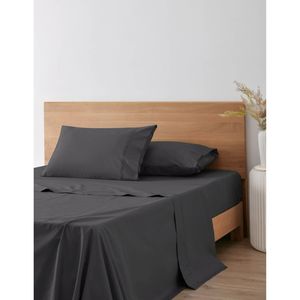 Onkaparinga 300TC Hepburn 100% Cotton Percale Sheet Set Charcoal Single