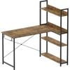 Advwin 110cm L Shaped Computer Desk with Reversible Storage Shelves Corner Desk  Walnut