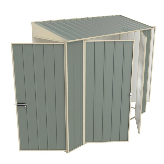 Build-a-Shed 0.8 x 2.3 x 2.0m Tunnel Shed Tunnel Hinged Door Plus Double Hinged Side Door - Green