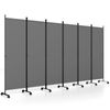Costway 6-Panel Folding Room Divider 1.72m Rolling Privacy Screen w/Wheels - Grey