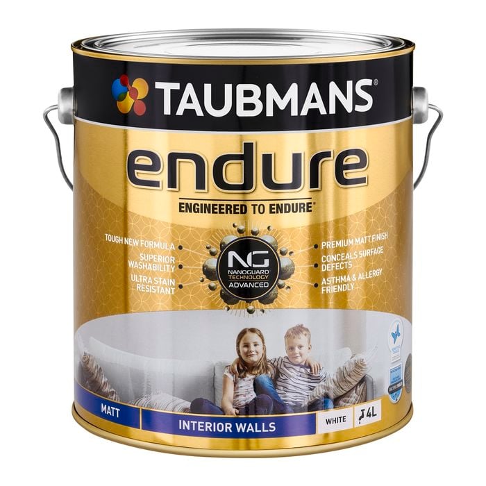 Taubmans 4L White Matt Endure Interior Wall Paint
