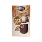 Glitz 50L Large Tie Top Kitchen Bin Liners - 60 Pack
