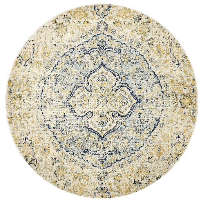 The Rug Connection Gallery 867 Off White 240x240cm - Large Round Transitional Pet Friendly Indoor Rug