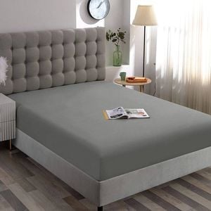 Super King Size Fitted Sheet, Premium Microfiber, Ultra-Soft, 36cm Deep Pocket, Grey