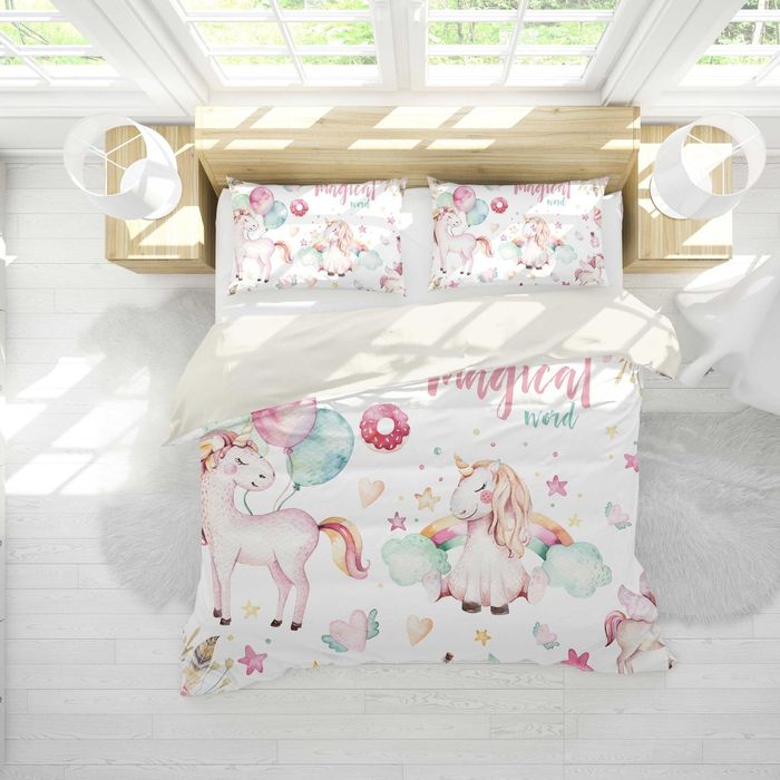 3D Watercolor Unicorn Rainbow Quilt Cover Set Bedding Set Pillowcases 25