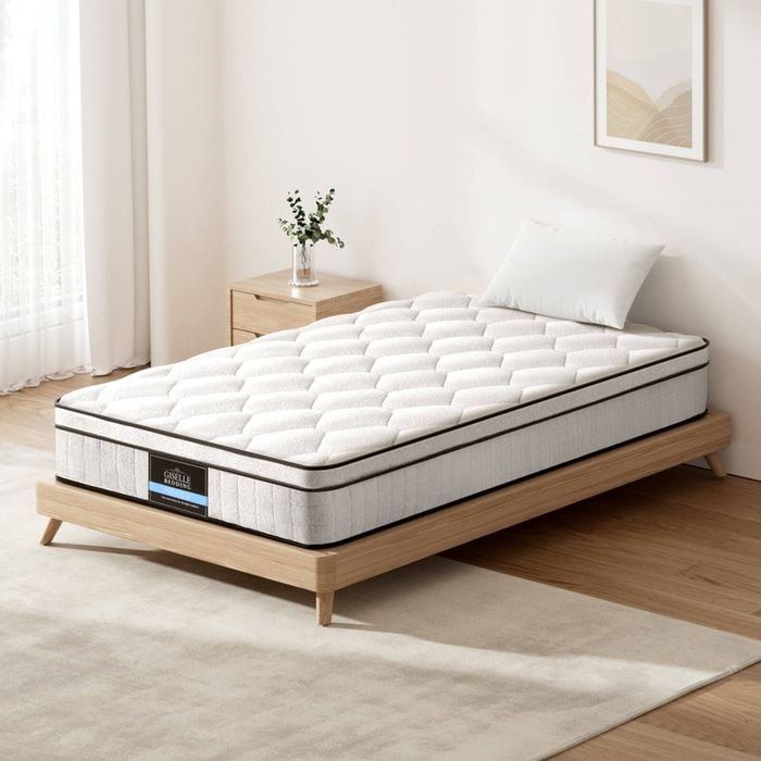 Giselle Bedding Mattress Boucle Fabric Cover Medium Firm 22cm Single