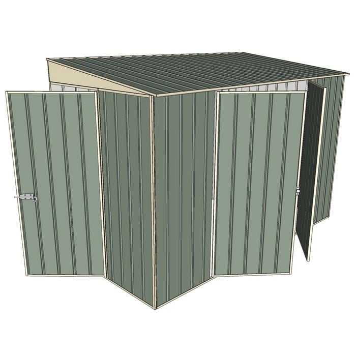 Build-a-Shed 1.5 x 3 x 2m Double Hinged Side Door Skillion Shed - Green