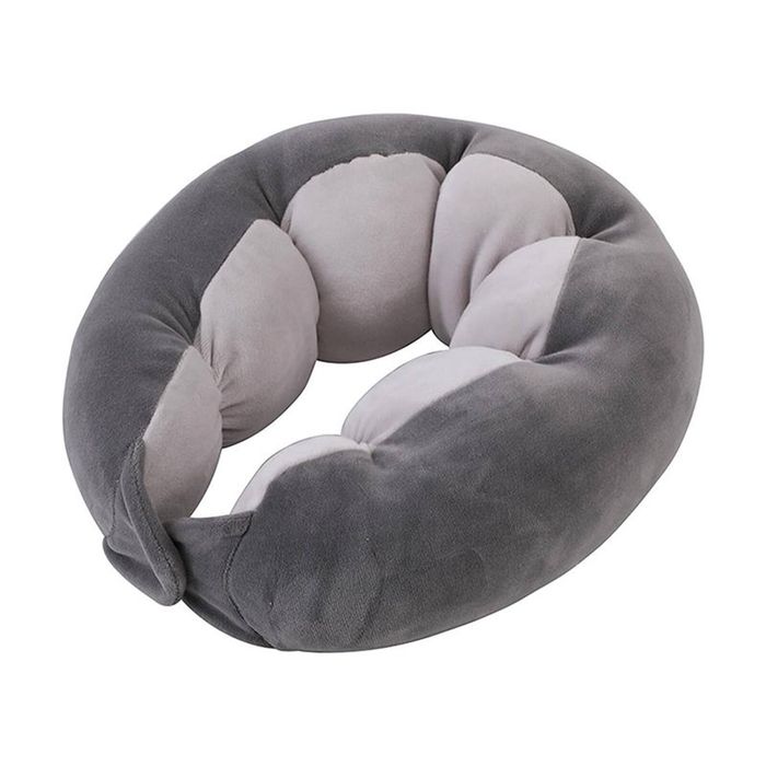 Catzon Adjustable Travel Pillow Extra-Soft Neck Support Cushion-Dark Grey