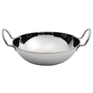 Olympia Balti Serving Dish Flat Bottomed Medium 170mm Stainless Steel Traditional Curry Rice Tableware