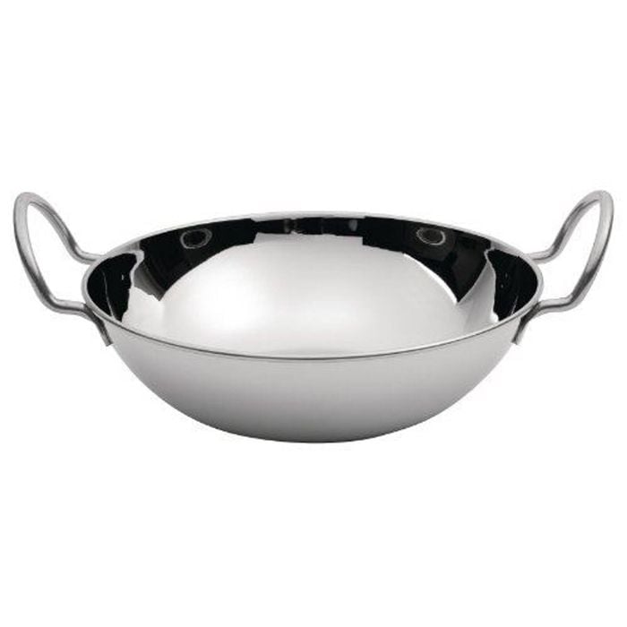 Olympia Balti Serving Dish Flat Bottomed Medium 170mm Stainless Steel Traditional Curry Rice Tableware