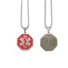 MEDI-ID  Medical ID Silver Octagonal Pendant with 60CM Chain