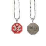 MEDI-ID  Medical ID Silver Octagonal Pendant with 60CM Chain