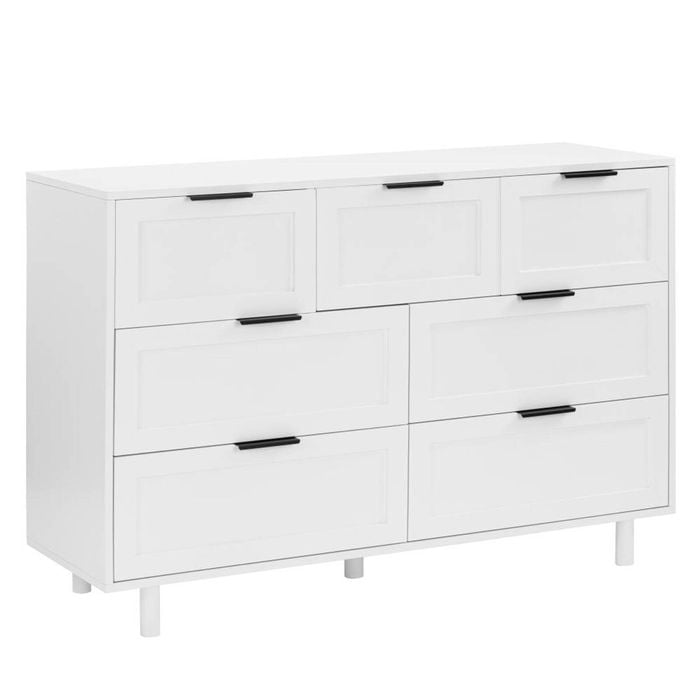 Quincy Tallboy Dresser Chest 7 Drawers White