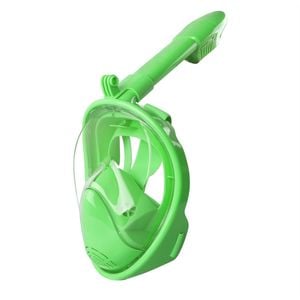 Catzon Kids Snorkel Mask Full Face with Camera Mount 180 Degree Panoramic View Snorkeling Set-Fluorescent Green