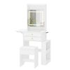 Advwin Dressing Table Stool w/ Glass Desktop 2 Drawers Side Storage & Charging Station