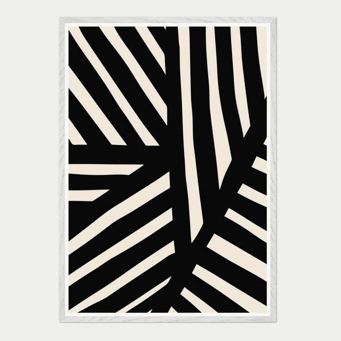 Galrie Striking Bold Black and White Abstract Art Print for Modern Decor, White Frame, 70 x 100cm (28 x 40inch)