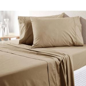 Bloomington Premium Collection 300TC Pure Cotton Sheet Set 50cm Mega Wall Queen Latte