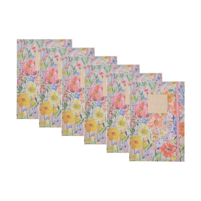 6pk Gibson Gifts Saffron A5 Notebook Stationery Diary Floral Theme