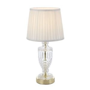 Telbix Debden Modern Table Desk Lamp Light Metal Glass Fabric Gold Ivory Clear