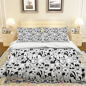 3D Black White Dog  Quilt Cover Set Bedding Set Pillowcases 68