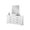 Dressing Chest with 6 Storage Drawers in Solid Wooden Mirror Metal Handles White Colour