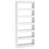 vidaXL Book Cabinet/Room Divider High Gloss White Engineered Wood Storage Rack