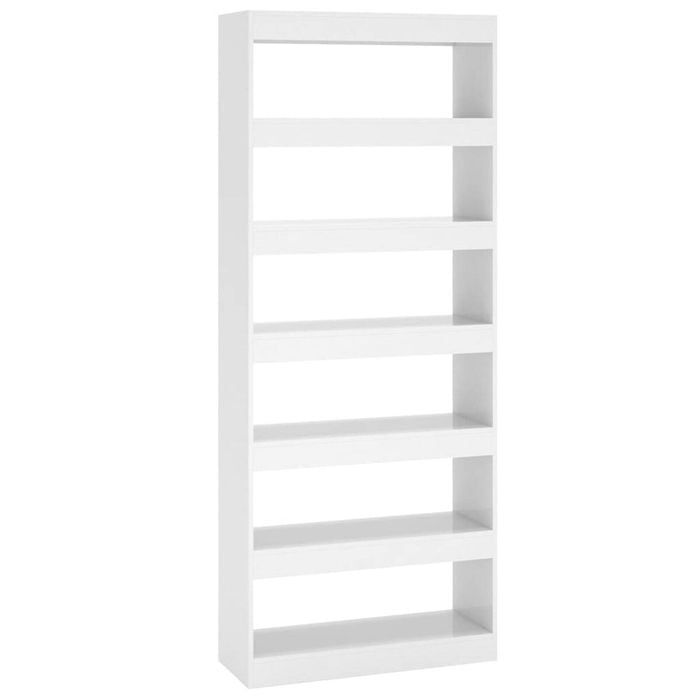 vidaXL Book Cabinet/Room Divider High Gloss White Engineered Wood Storage Rack