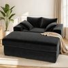 Ufurniture 146cm Oversized Chaise Lounge Chair Corduroy Upholstered Loveseat Sofa Bed Black