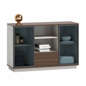 Modern Home ANDERS Credenza Cabinet 120cm(W)x40cm(D)x80cm(H) - Hazelnut & Beige