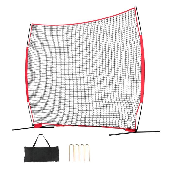 VEVOR 393x275cm Barricade Backstop Net Black and Red Portable Practice Equipment with Carry Bag