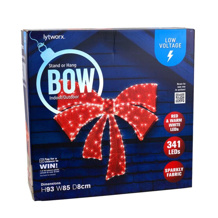 Lytworx Low Voltage Red & Warm White LED Bow