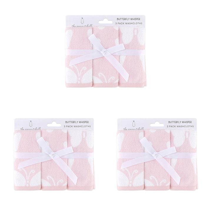 3x 3pc The Peanutshell Butterfly Whisper Butterfly Washcloths Baby Nursery