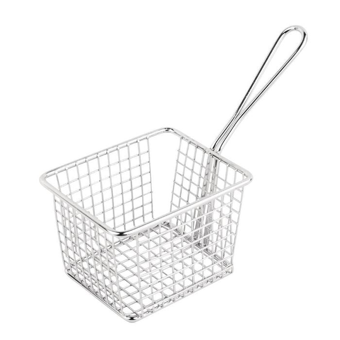 Olympia Wire Fries Basket Stainless Steel Square Large Gg867 80x120x100mm Commercial Chip Presentation Serving Basket