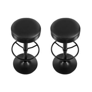 Artiss Set of 2 Black PU Leather Backless Kitchen Bar Stools