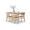 Bruno 5 PCE Rectangular 150cm Dining Set with Rattan Bentwood Chairs