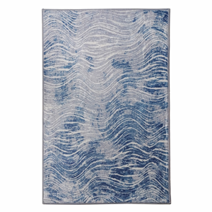 Fab Habitat 120x180cm Blue Shikhar Modern Distressed Machine Washable Rug