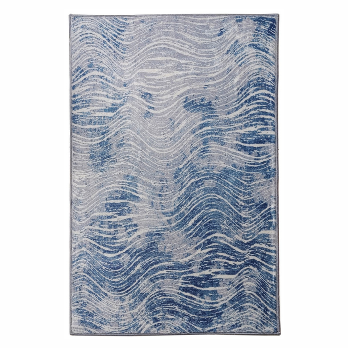 Fab Habitat 120x180cm Blue Shikhar Modern Distressed Machine Washable Rug