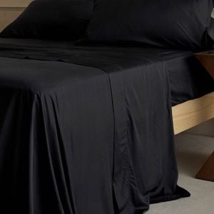 Bedding Co. Organic Bamboo Flat Sheet 350TC Luxurious Black Queen