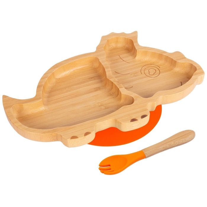 Bamboo Dinosaur Baby Weaning Plate & Fork Set