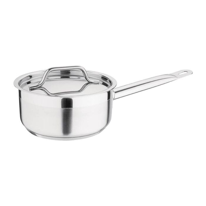 Nisbets Essentials Saucepan Stainless Steel With Lid 1.5l 160mm Induction Compatible Cookware