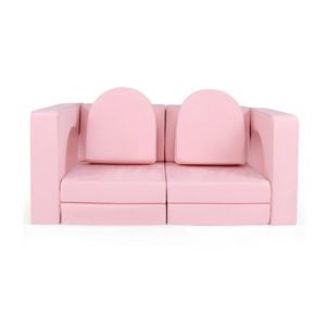 Costway 8pcs Kids Modular Play Sofa Convertible Foam Couch Set - Pink